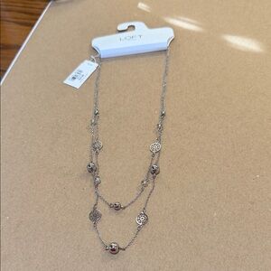 LOFT Silver Layered Necklace with Filigree Accents
